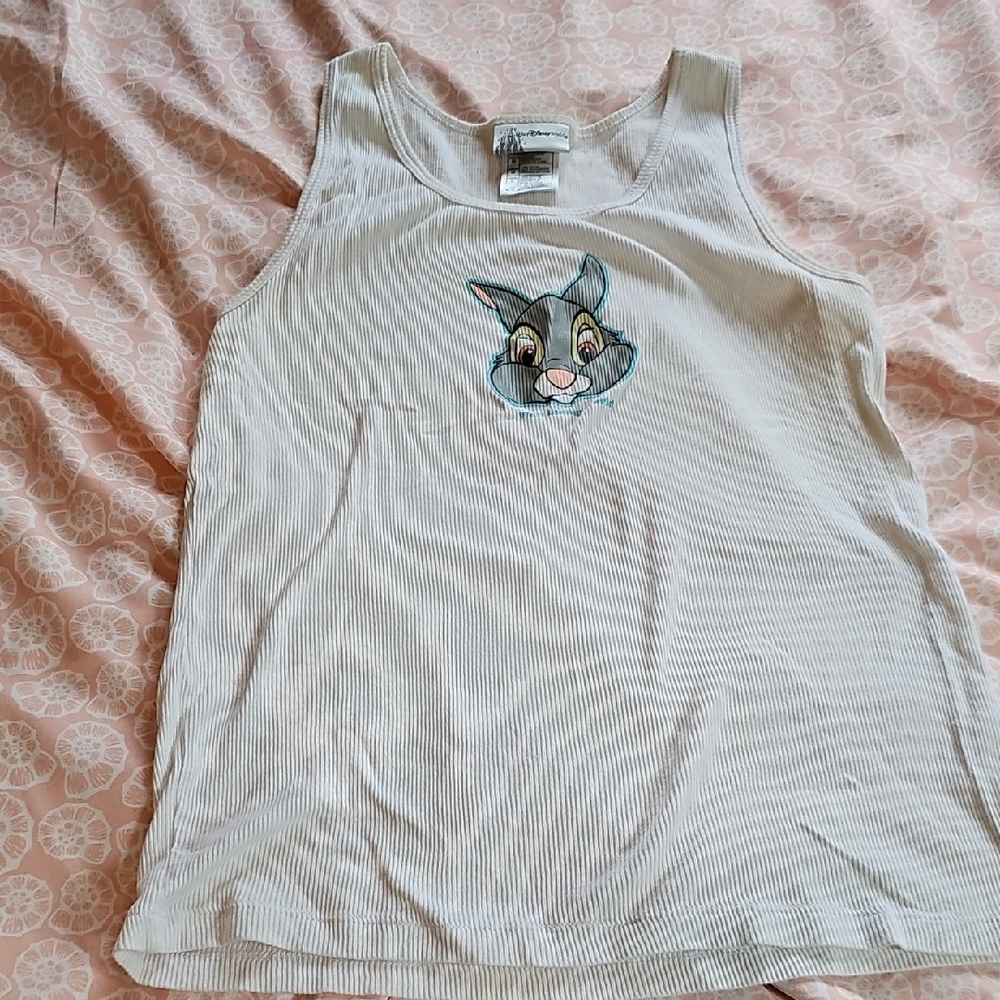 White Tank Top with Cartoon Character